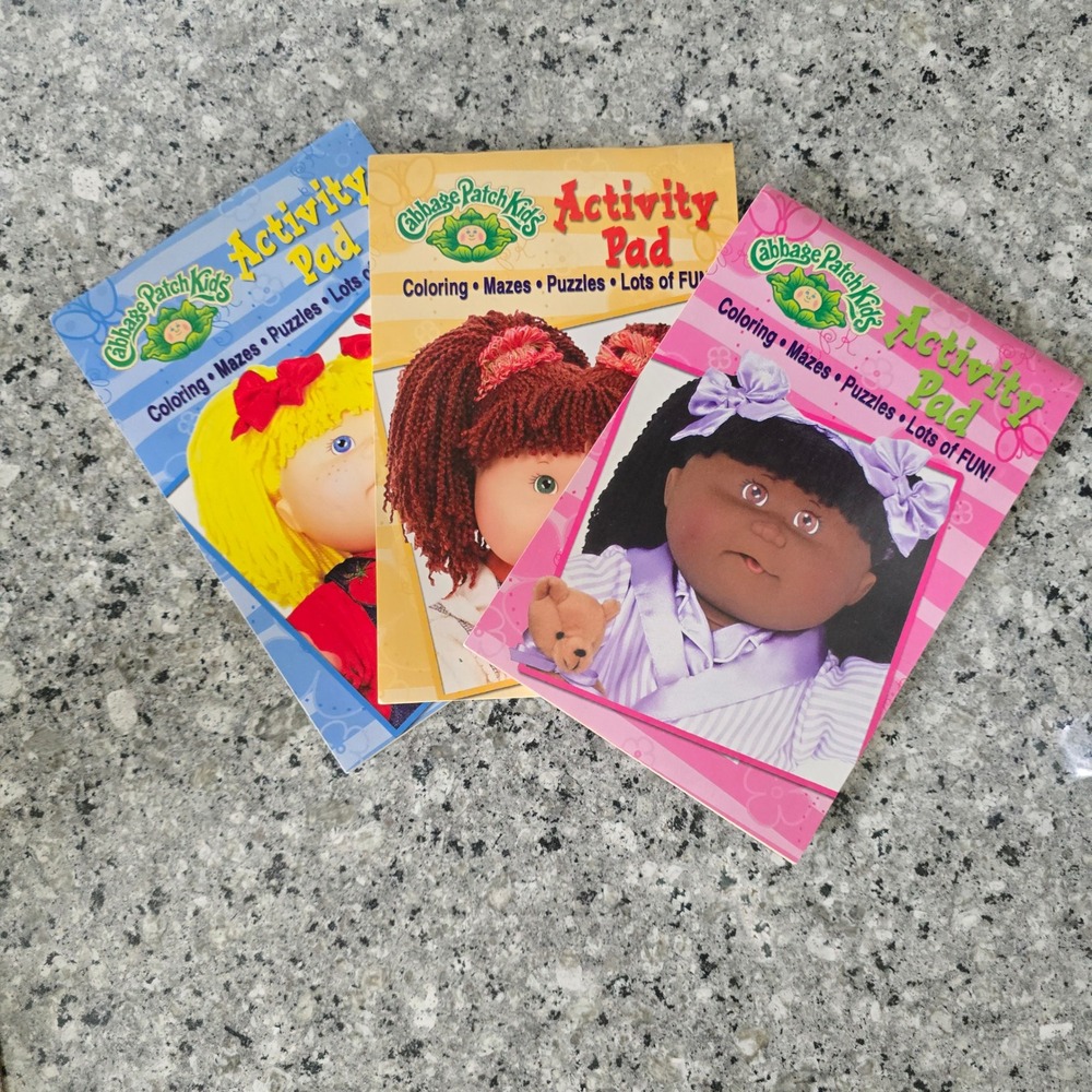 Bendon Cabbage Patch Kids Activity Pad 3 Pack‎ 2003 Coloring Mazes PuzzlesVtg
